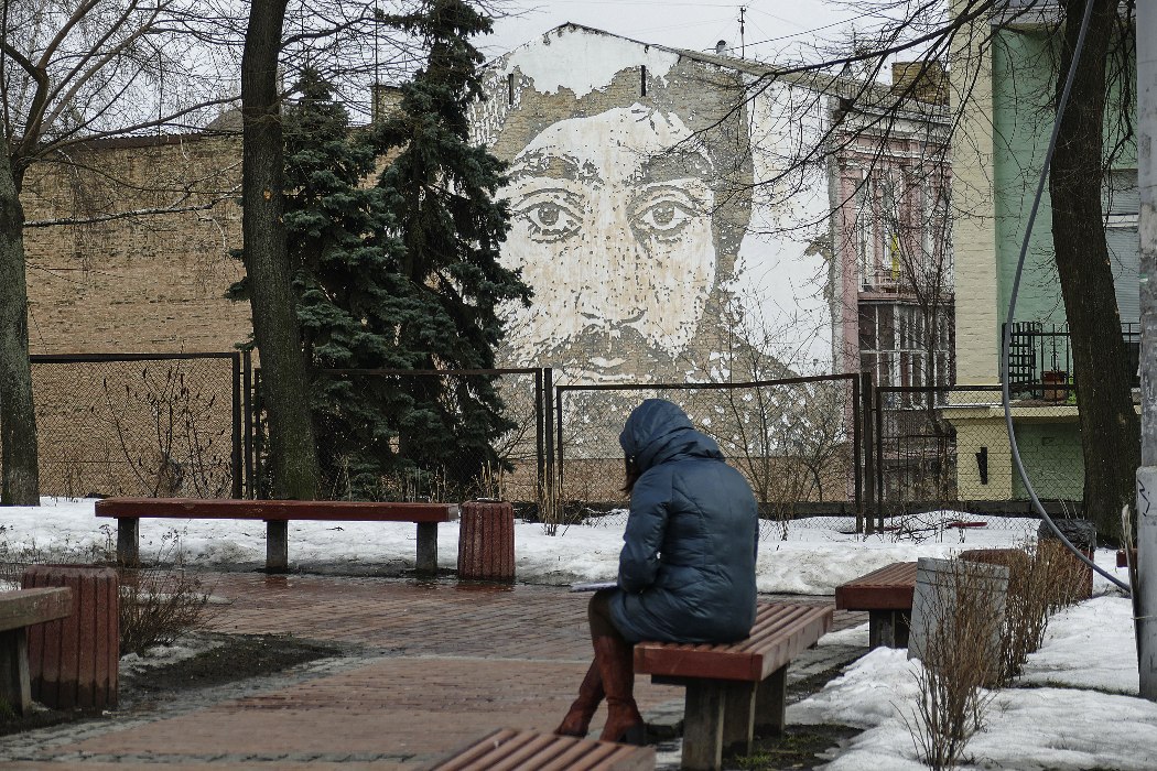 Wandgemälde für Sergej Nigojan, dem ersten Toten auf dem Maidan